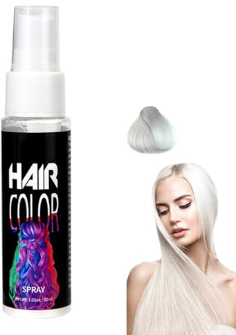Temporary Hair Dye - White Color Hair Dye - Washable One Time Temporary Hair Colour Spray - Coloured Hair Instant Styling Spray for Party Cosplay DIY Halloween (White)
