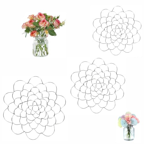 3Stück Blumenretter Stielhalter Blumen Edelstahl Blumenarrangement Halter | Floral Draht Blumenarrangement Werkzeug für Pflanzenfixierung Silber