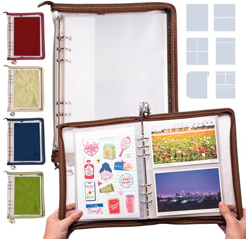 Navy Peony Wander Keeper raccoglitore di cancelleria (moka Al-Mukhā) - buste A5/A6, colori viaggio, organizer con zip - Per adesivi, cartoline, photocards