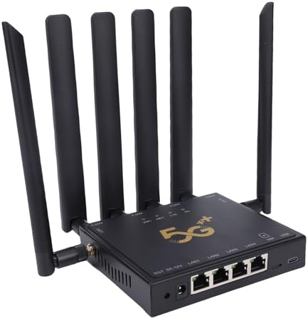 CCYLEZ 5G WiFi-router med SIM-kortplats Olåst, Inomhus Utomhus Cellulär 5G Nätverksrouter med 6 Externa Antenner, 4G LTE Gigabit Internet, Upp Till 600 Mbps, för Hem/husbil/resor