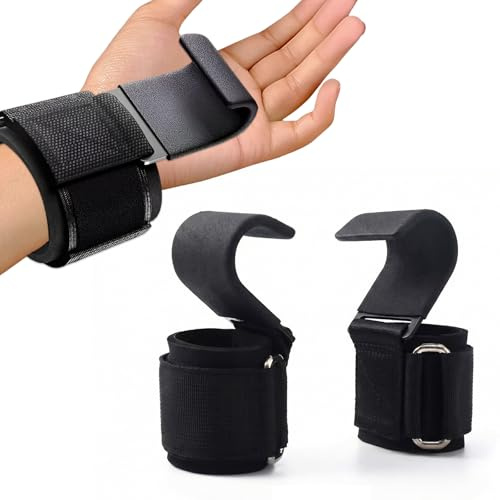 Foonary Zughilfen Krafttraining,Gewichtheberhaken Pull-up-hook,Rutschfeste Hantelhaken Griff,Lifting Straps mit Pull Up Hooks,Handschuhe Zughilfe mit Haken für Männer und Frauen Gym Trainingshilfe