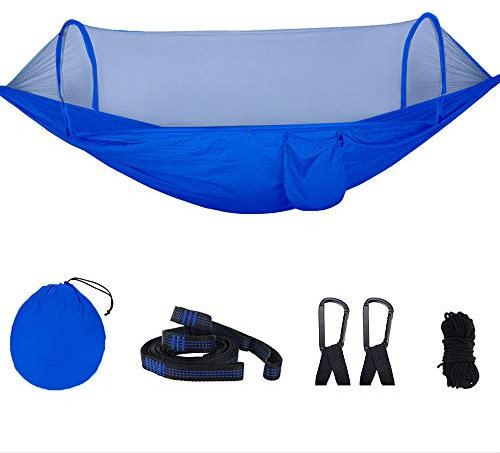 HI SUYI 2-in-1 Pop-Up-Camping Hängematte mit Moskitonetz Leichter, tragbarer, geschlossener Reißverschluss Schlaf-Hängemattenzelt für Zwei Personen mit Baumgurten für Outdoor Reisen Mobilhaus Garten