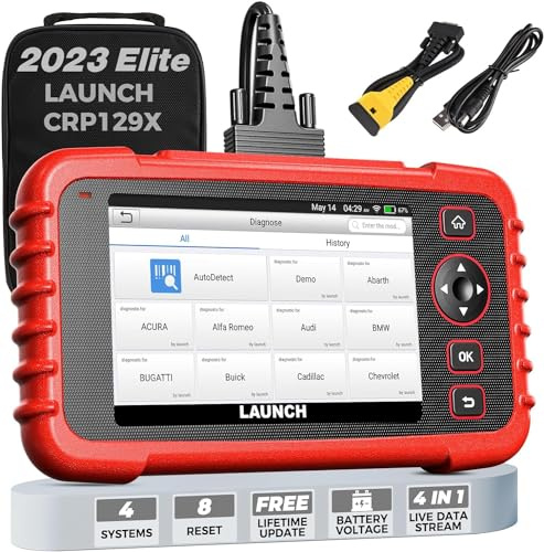 Launch CRP129X Elite OBD2 Scanner, Valise Diagnostic Auto, 2023 Mise à Jour Gratuite, 8 réinitialisations : EPB/SAS/TPMS/BMS/Throttle/Oil, Codage des injecteurs, ABS/SRS/TCM/Moteur, Auto Vin