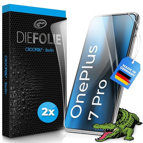 Crocfol Protector de pantalla del ganador de la prueba [2 unidades] compatible con OnePlus 7 Pro – Autoreparable Premium 5D – Protector de pantalla de larga duración – para parte delantera, compatible