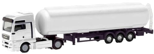herpa 013819 – MAN TGX XXL Tank Sattelzug, LKW Hängerzug, Modell Auto, Minikit, Modellsammlung, Miniaturmodelle, Kleinmodell, Bastler, Detailgetreu, Kunststoff, Weiß - Maßstab 1:87