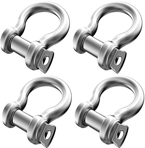 4 Stück 5/16 Zoll 304 Edelstahl D Ring Schäkel 8mm Schraube Pin Anker Schäkel für Zugstahldraht 8mm