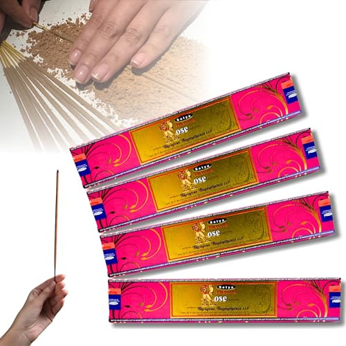 4X Räucherstäbchen Set Original Satya Verschiedene Düfte | Räucherwerk (Natural Rose)