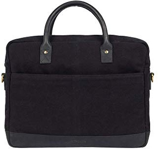 HOLZRICHTER Berlin - Aktentasche für Herren aus Canvas und Echtleder, 30 x 39 x 10 cm, 15 Laptoptasche mit Reisverschluss, Briefcase handgefertigt, No 1-2