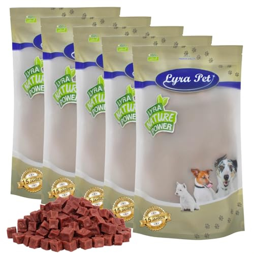 Lyra Pet® 5 kg Pferdefleischwürfel getrocknet - Kausnack für Hunde | Leckerli für Hunde - Proteinreicher Kauartikel mit Pferdefleisch - Idealer Belohnungs- und Trainingssnack - Gut verträglich
