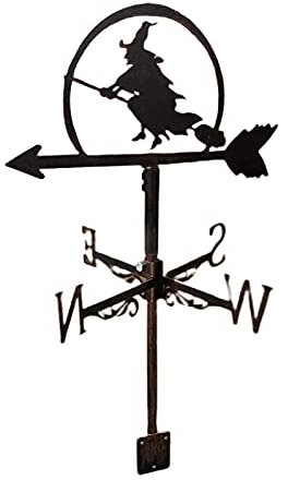 WJBABJ Veleta Negro de Acero Inoxidable Volando Bruja WeatherVane Weather Vane Estaca al Aire Libre