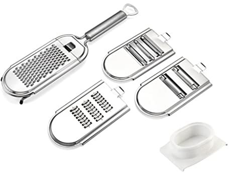 Efficiency Multifunctional Cheese Grater Removable Planing Knife 4 in 1 Stainless Steel Handheld Fast Grater Home Cooking Tools Fast (Color : Silver)
