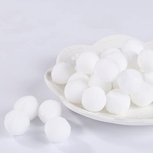 100 Stück Pompons, flauschig, sortiert, für Bastelarbeiten, Dekorationen, 3 cm, Weiß
