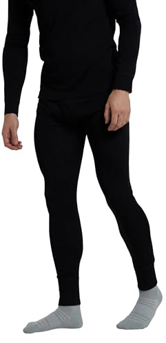 Mountain Warehouse Mens Merino Thermal Base Layer Trousers - Lightweight Mens Pants, Antibacterial, Breathable Bottoms - for Camping in Black L