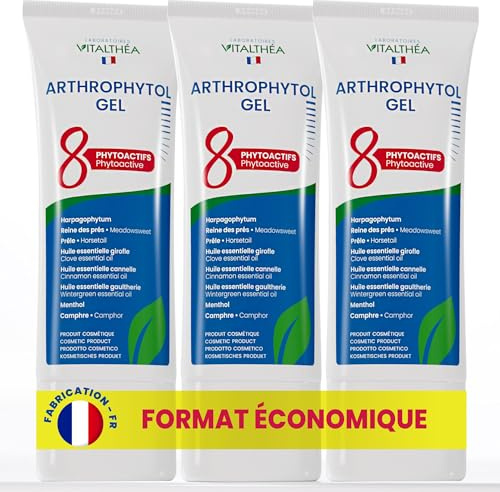 ARTHROPHYTOL x3 tubes - Gel de Massage Articulations & Muscles - 8 Actifs Naturels - Harpagophytum & Huiles Essentielles & Menthol & Camphre - Soulage instantanément et durablement