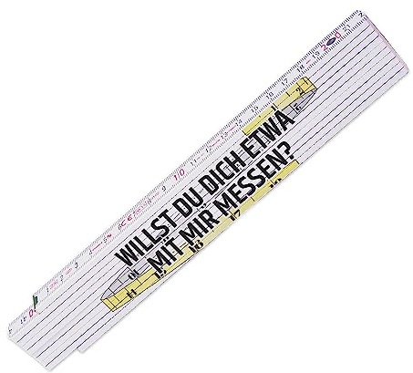 Zollstock mit lustigem Motiv – Willst du dich messen - Glieder-Maßstab mit Spruch bedruckt - Metermaß mit mehreren Motiven zur Auswahl