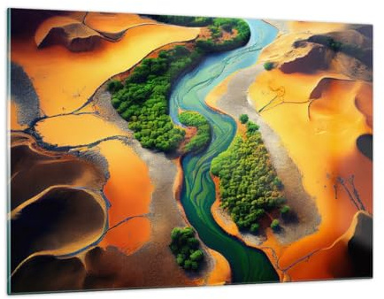 ARTTOR Bilder auf Glas 120x80cm Wandbild Glasdruck Landschaften Wald - 6003 | Landschaft Natur Fluss Groß XXL Modern Dekoration Wohnzimmer Schlafzimmer Küche Wanddeko Kunstdruck Art Wall Decor ARTTOR