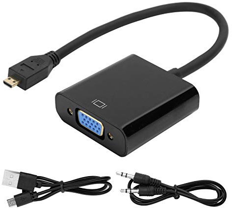 Pilipane Raspberry 4B auf VGA Konverter, VGA-Videokonverter von Multimedia-Schnittstelle Micro High Definition 1080P, VGA-Konverter Plug and Play mit Audio (Micro HDMI auf VGA)