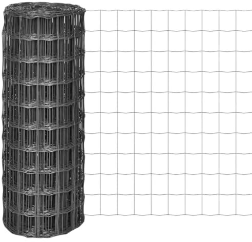 Tino Tech Eurozaun Stahl 10x1 m Grau Gartenzaun Metall Zaun Garten Sichtschutz Gitterzaun Dekorative Zäune Wildzaun Maschendrahtzaun für Garten UV-beständig und Wetterfest