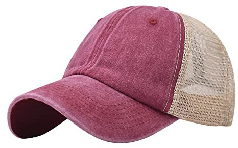 Baseball Cap Herren Damen Unisex Kappe Baseball-Mütze Unisex Verstellbar Basecap Snapback Basecap Trucker Cap Hip Hop Athletic Baseball Cap Outdoor Sport Cap Schildkappe (Red, One Size)
