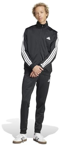 adidas Uomo Sportswear Basic 3 Stripes Tricot Tracksuit, Tuta da Allenamento, Multicolore (Nero), XXL Short