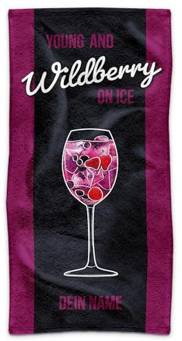 Print Royal PR Personalisiertes Handtuch mit Name - Wildberry - Badetuch selbst gestalten, Persönliches Geschenk für Familie, Freunde | Individuelles Fotohandtuch - 140 x 70 cm