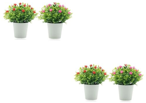 Ciieeo 4 Stück Künstliche Topfpflanze Kleine Künstliche Pflanzen Für Den Tisch Zimmerpflanze Gefälschte Bonsais Gefälschte Topfpflanze Mini-blumentopf Minipflanzen Schaum