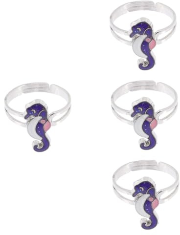 VALICLUD Kinder Stimmungsring Robbe 4 Stück Farbwechselnder Seepferdchen-ring -fingerringe Farbwechselring Kinder Damenringe Stimmungsring Thermochrome Fingerringe Thermochromer Ring Zinklegierung