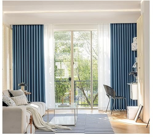 Homxi Vorhang Blickdicht Esszimmer 2er Set,2 x 137W x 160H cm,Vorhang Modern Blau Einfarbig Gardinen Set mit Ösen