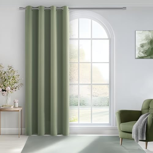 MRTREES Green Blackout Door Curtain, Thermal Eyelet Curtain for Bedroom and Living Room, 1 Panel 90x72 Inch 228x183 CM Sage Green