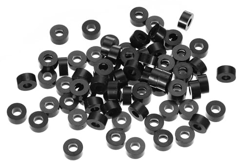 PATIKIL 120 Stück M5 Abstandshalter ABS Distanzhülsen Kunststoff 5.2 mm ID, 11 mm OD, 5 mm Länge Nylon Runde Unterlegscheiben Abstandshülsen Gummimutter für M5 Schrauben Steckdose Schwarz