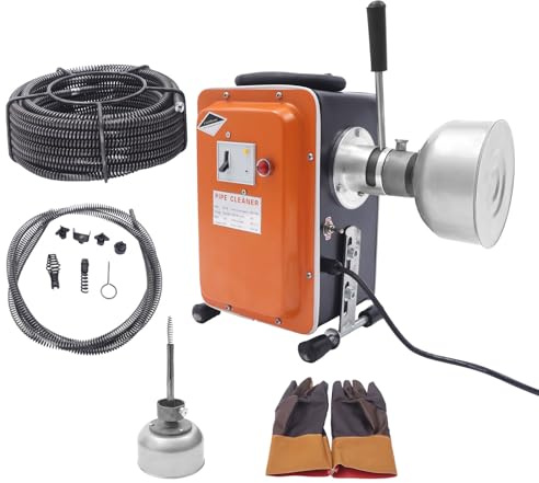 750W Elektrische Rohrreinigungsmaschine mit 16m Ø16mm,2.5M Ø10mm Spirale für Ø20-150 mm Rohrleitungen,Badewannenablauf-Reinigungswerkzeug Drain Clean Rohrreinigungsgerät Elektrische Rohr-Reiniger