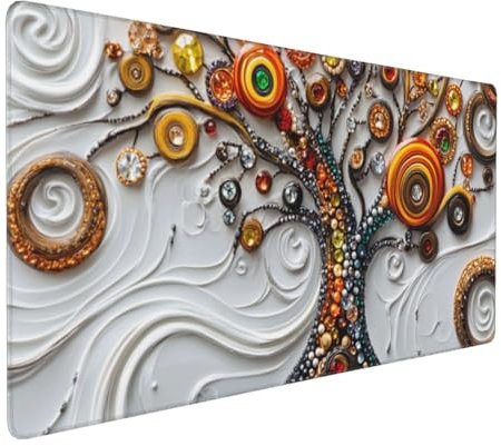 Gaming Mauspad XXL Baum des Lebens Mousepad 1000x500x4mm Abstrakt Verlängertes Mauspad Schreibtischauflage,Genähte Kanten Mauspad,Verbessert Präzision Geschwindigkeit Wasserdicht Geeignet Büro Decor