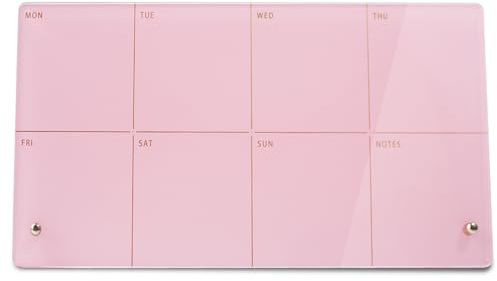 Marribol Desktop Acrylic Weekly Planner Whiteboard with Stand,12X6-Small,Dry Erase Weekly Planner for Desk,Acrylic Desk Calendar Dry Erase,Pink Dry Erase Board for Office Home School-ZMZL-P-1530