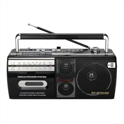 Radio multibanda Am/FM/SW USB Retro Vintage, estéreo inalámbrico con Bluetooth, Radio FM con Reproductor de casetes de Audio MP3, grabadora, reuniones Familiares y Viajes