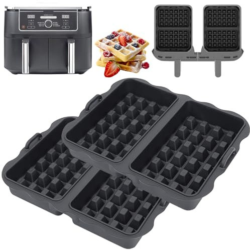 BYKITCHEN Heißluftfritteuse Zubehör für Ninja/Cosori heißluftfritteuse 2 Kammern/Dual Blaze, 2 Stück Waffelform für Ninja Airfryer, Zubehör mit AF400EU, SL400EU & AF500DE, Waffeleinsatz für Airfryer