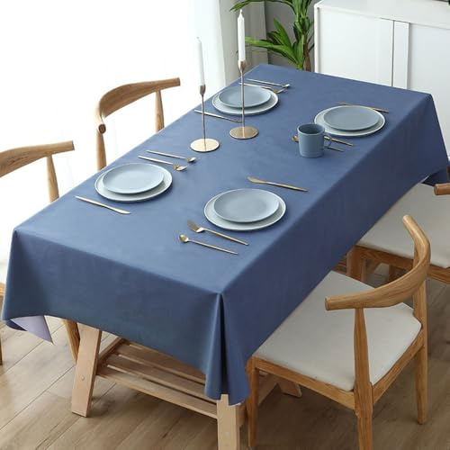JACKANNA Tovaglia per tavolino da caffè in plastica PVC, impermeabile, resistente all'olio, lavabile, anti-scottatura, rettangolare, con ispessimento, blu navy, 80 x 120 cm