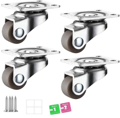 ZEPIQOR 4 pezzi Rotelle per Mobili di alta qualità, con Viti, silenziose e scorrevoli Ruote Girevoli, per Spostare Mobili Piccole, Tavolo, Armadio