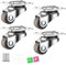 ZEPIQOR 4 Pièces Roulettes pour Meubles,Hauteur des roues 20mm, Roulette Charge Lourde Fixe avec Frein, Roulettes Pivotantes à 360 Degrés Meuble, Roue de Meuble Exterieur Silencieuses con Vis