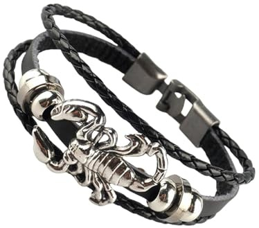 FDEETY Armband Damen Herren Skorpion Design Freundschaftsarmbänder Perlenarmband Leder Armbänd Geschenk für Valentinstag