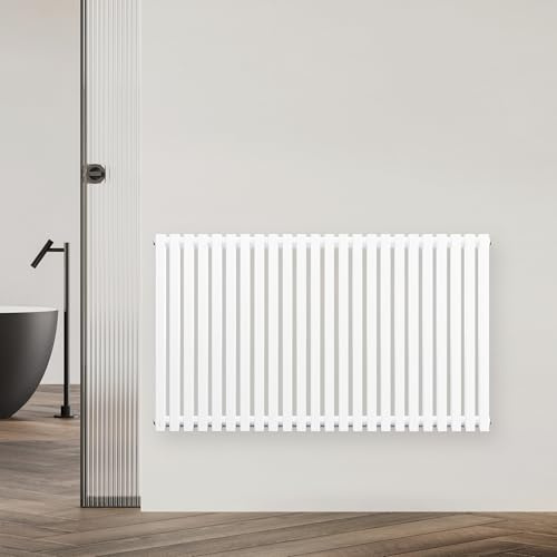 blumfeldt - Radiatore, 891W, Radiatore da Parete con Tubi Verticali, Design Moderno in Acciaio, Montaggio a Parete, Connessione Laterale, 100x63 cm, Bianco