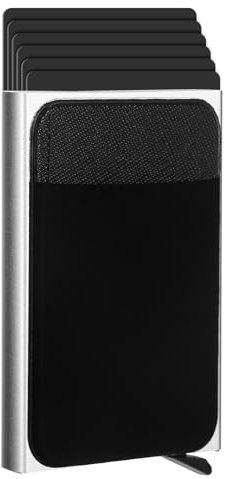 ShinherYee Wallet, Cardholder Smart Wallet, Kreditkartenetui RFID Schutz, Pop up Card Slim Wallet, Ausgestattet mit Fächern für Geldscheine und Karten (Silber, Großformat)