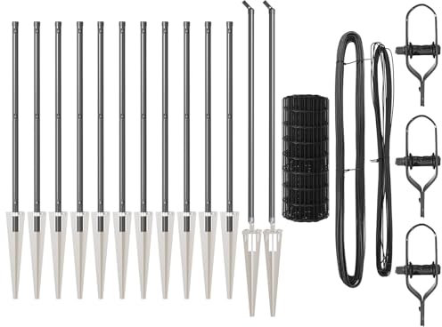 vidaXL Eurozaun mit 13 Spikepfosten 0,6 x 25 m aus Kunststoff in Grau | Robuster Outdoor-Zaun, UV-beständig und langlebig, ideal für Barrieren, Gartenabgrenzungen, Terrassen und Trennwände