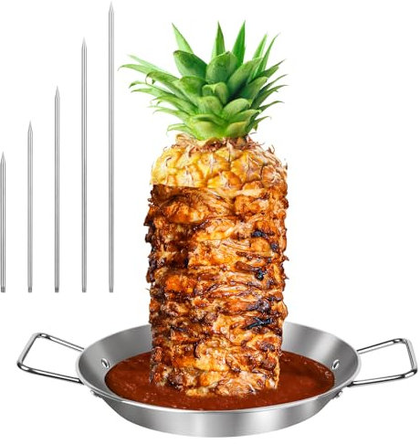 Vertical Kebab Skewer Stand, 5 Sizes Skewers with 10 inch Barbecue Gyro Spits Pan, Stainless Steel Grill Rack Spikes(6/8/10/12/14) for Grilling Meat, Chicken, Kebab, Fish, Shawarma, Taco