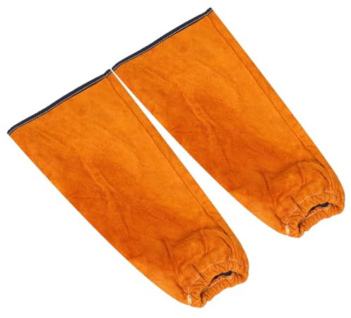 Amosfun Mangas de Soldadura de Piel de Vaca Mangas Protectoras Trabajo de Brazo Resistentes al Desgaste de Trabajo Cómodas y Elásticas para Protección de Brazos Fabricación Industrial