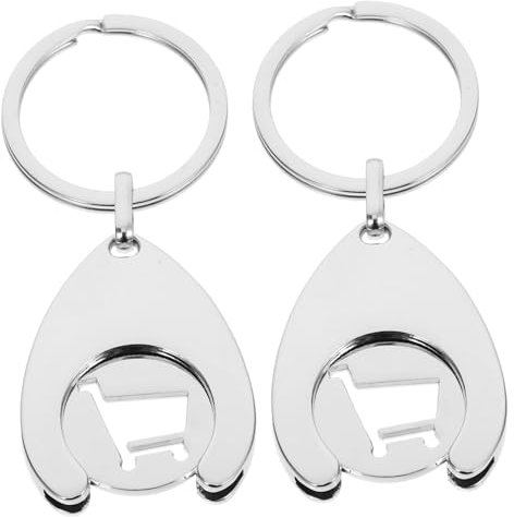 JECOMPRIS 2pcs Metal Trolley Token Shopping Cart Keyring Blank Trolley Coin Key Chain for Supermarket Cart