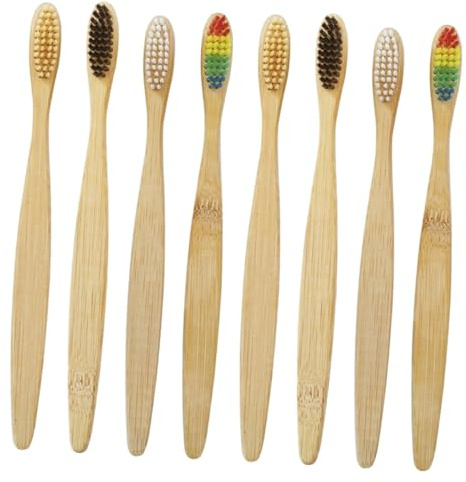Gogogmee Biologisch Abbaubare Bambuszahnbürste mit Weichen Borsten 20 Stück für Reisen und Zahnhygiene Natürlich