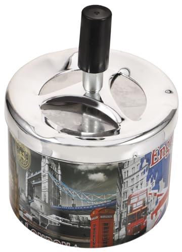 Yardenfun Metal Automatic Extinguishing Ashtray for Stylish Decorative Tabletop Cigarette Ashtray with Rotating Lid Practical Smoking for Clean Environment