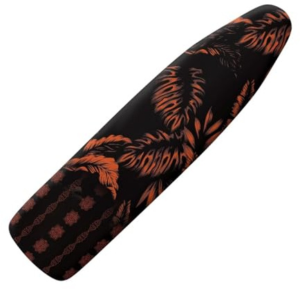Copriasse da Stiro Grande 150x50 Arancione Nero Pratico Imbottito Sistema a Cordino Lavabile Resistente al Calore per una Facile Stiratura - Panno Protettivo
