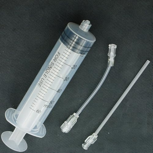 DAZZLEEX Injecteur de mastic de pneu sans chambre à air de 60 ml en plastique et caoutchouc pour remplissage de pneus de vélo de montagne et de route, compatible avec et valves faciles à utiliser