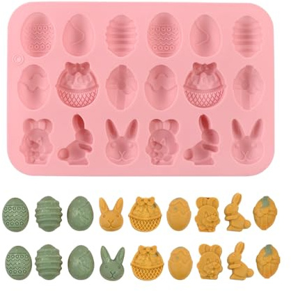 ZWWOGE Formine per Biscotti Pasquali in Silicone Rosa Set da 18 Pezzi con Motivi di Coniglietti Uova Carote e Pulcini Ideale per Dolci e Cioccolatini Fai da Te calze lunghe donna